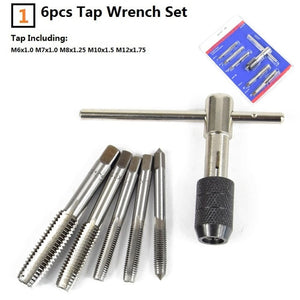 6/8/9pcs M3-M12 Tap Wrench Drill Set Hand Tapping Tools Metric Screw Thread Tap Twist Drill Bit Wrench Set