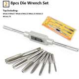 6/8/9pcs M3-M12 Tap Wrench Drill Set Hand Tapping Tools Metric Screw Thread Tap Twist Drill Bit Wrench Set