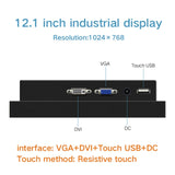 15 17 Inch Display LCD Screen Monitor of Tablet VGA DVI USB Resistance Touch Screen Embedded Installation Wall Mounting 12"  10"