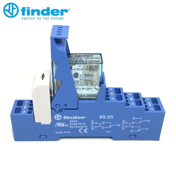 Finder RELAY 48.72.9.024.0050 （40.52.9.024.0000+95.55+99.02.9.024.99） 24VDC 2CO 8A Brand new and original relay