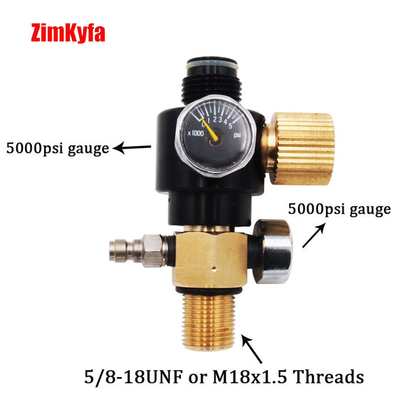 Paintball PCP Air Gun Tank Cylinder Regulator Adjustable Pressure 0-3000psi & HPA Tank Pin Valve 300bar 5/8-18UNF or M18x1.5