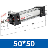 Standard Air Cylinders 50/63mmBore Double Acting Pneumatic Cylinder SC 50/75/100/125/150/175/200/250/300mm Stroke Hot Sale
