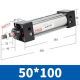 Standard Air Cylinders 50/63mmBore Double Acting Pneumatic Cylinder SC 50/75/100/125/150/175/200/250/300mm Stroke Hot Sale