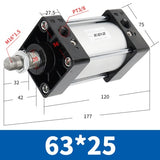 Standard Air Cylinders 50/63mmBore Double Acting Pneumatic Cylinder SC 50/75/100/125/150/175/200/250/300mm Stroke Hot Sale