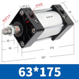 Standard Air Cylinders 50/63mmBore Double Acting Pneumatic Cylinder SC 50/75/100/125/150/175/200/250/300mm Stroke Hot Sale
