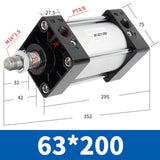 Standard Air Cylinders 50/63mmBore Double Acting Pneumatic Cylinder SC 50/75/100/125/150/175/200/250/300mm Stroke Hot Sale