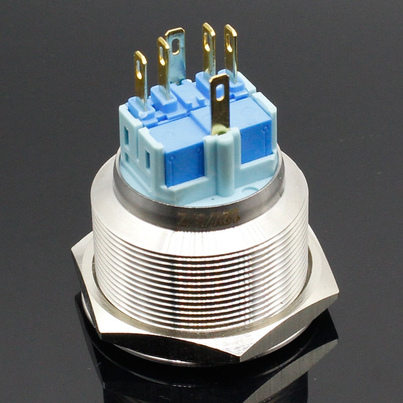 12V 16mm Blue LED Stainless Steel Push Button Switch - Marine & Car Use (ON/OFF)